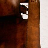 Hungarian calf leather lounge chair and ottoman, set of 2