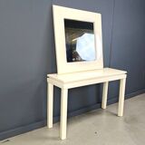 Console française vintage en bois laqué avec miroir, années 1980