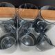 Set of 6 vintage smoked glasses with bubble feet from the 1970s.