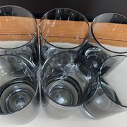 Set of 6 vintage smoked glasses with bubble feet from the 1970s.