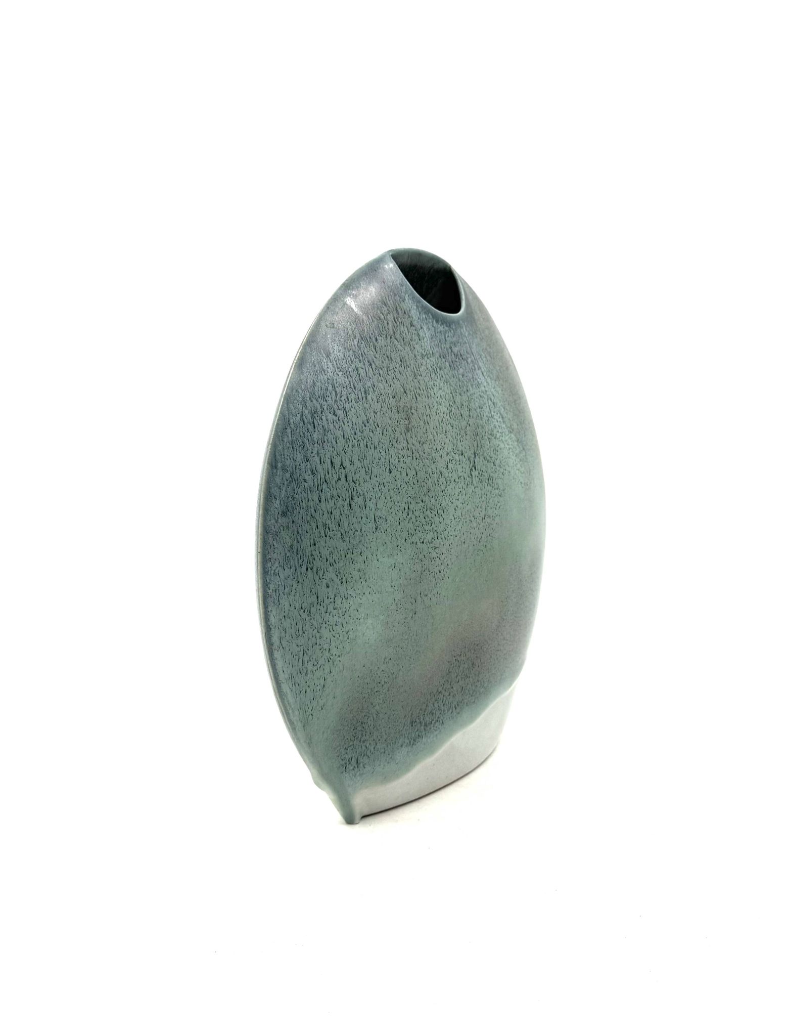 Mid-century modern blue ceramic solifleur vase, France 1970