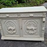 Ancien buffet de chasse patine d'origine beige / meuble de chasse