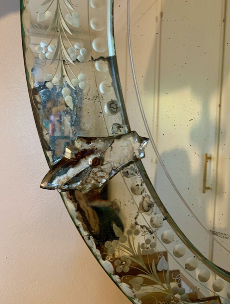 Bevelled venetian mirror, pediment, high 114 cm