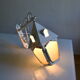 Vintage 1950 wall lamp lantern in wrought iron and glass