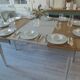 Flap table, pearl gray patinated base, medium oak waxed top.
