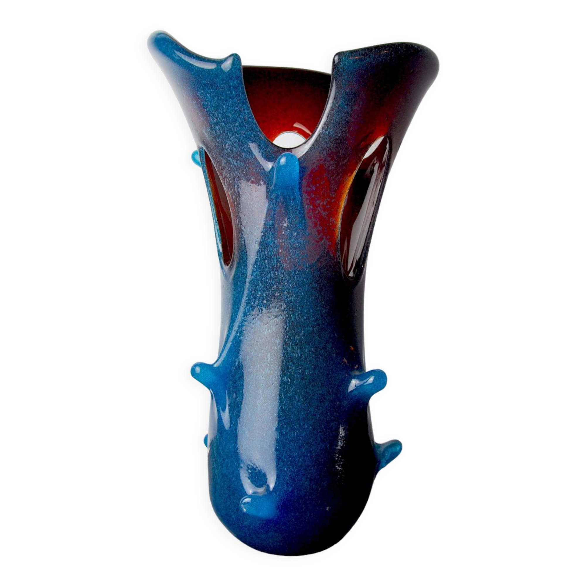 Sommerso vase by seguso in two-tone murano glass, Italy, 1970