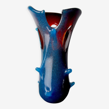 Vase sommerso par seguso en verre de murano bicolore, italie, 1970