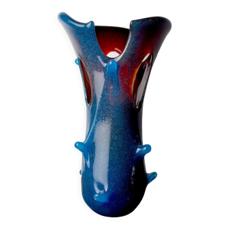 Vase sommerso par seguso en verre de murano bicolore, italie, 1970