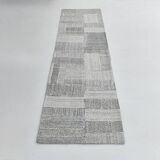 2x8 Kilim White Black Solid Kilim Runner Rug, 72x254Cm