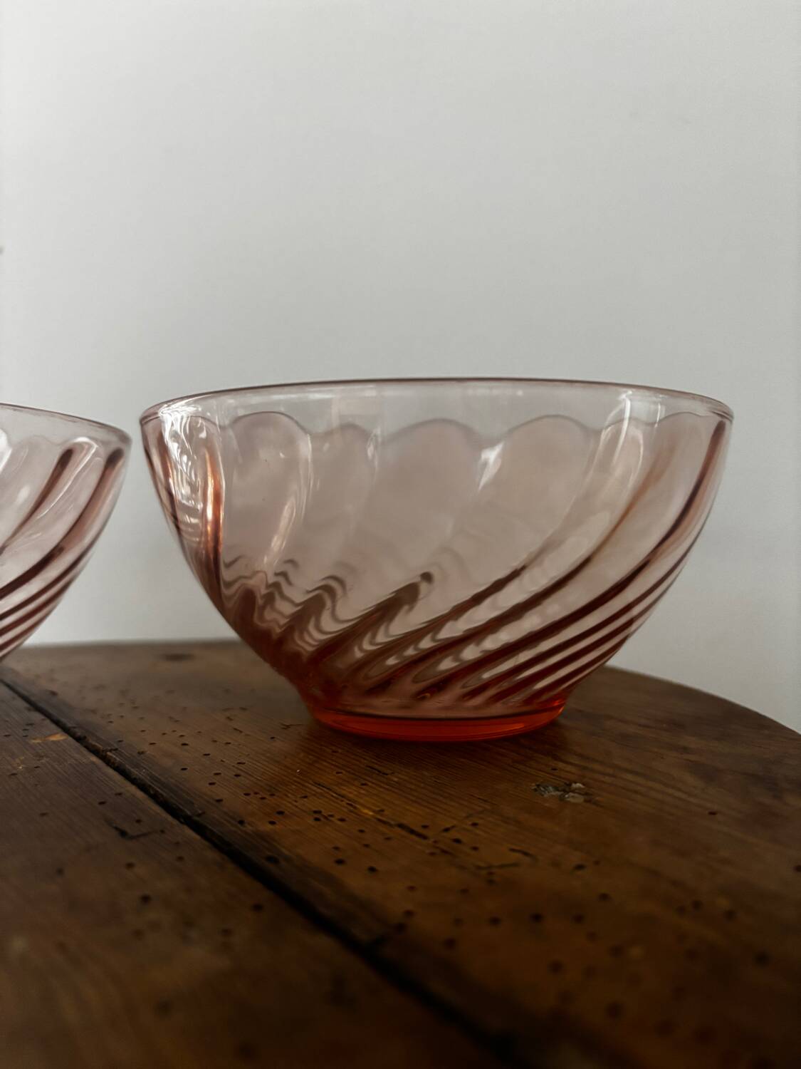 Vintage set of two Arcoroc Rosaline bowls