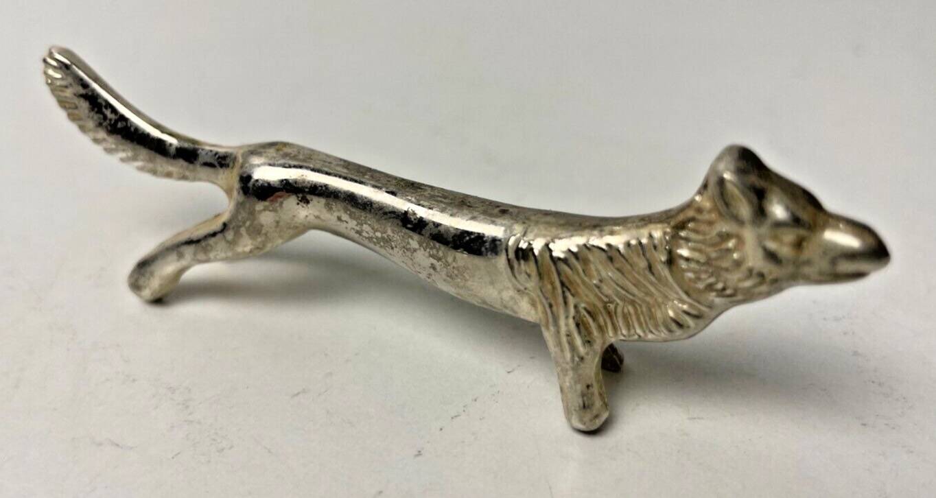 6 Vintage Silver Metal Knife Rests - Elegant Fox Design