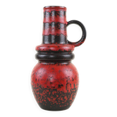 Monumental Fat Lava ceramic vase in black and red, West Germany, 1970s