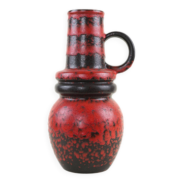 Monumental Fat Lava ceramic vase in black and red, West Germany, 1970s