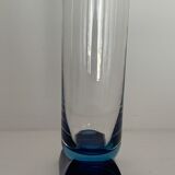 4 blue crystal glasses with rectangular base