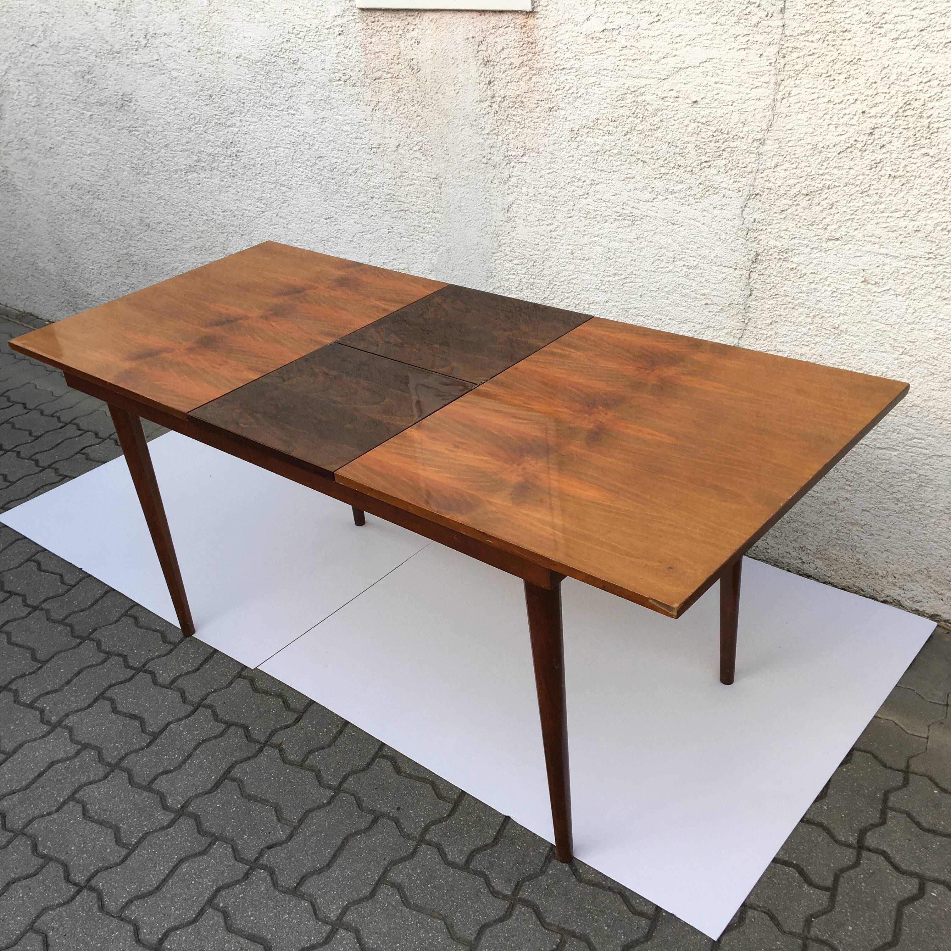 Vintage MIER Topolcany Extendable Dining Table Mid Century 60s Wood 120cm-160cm.
