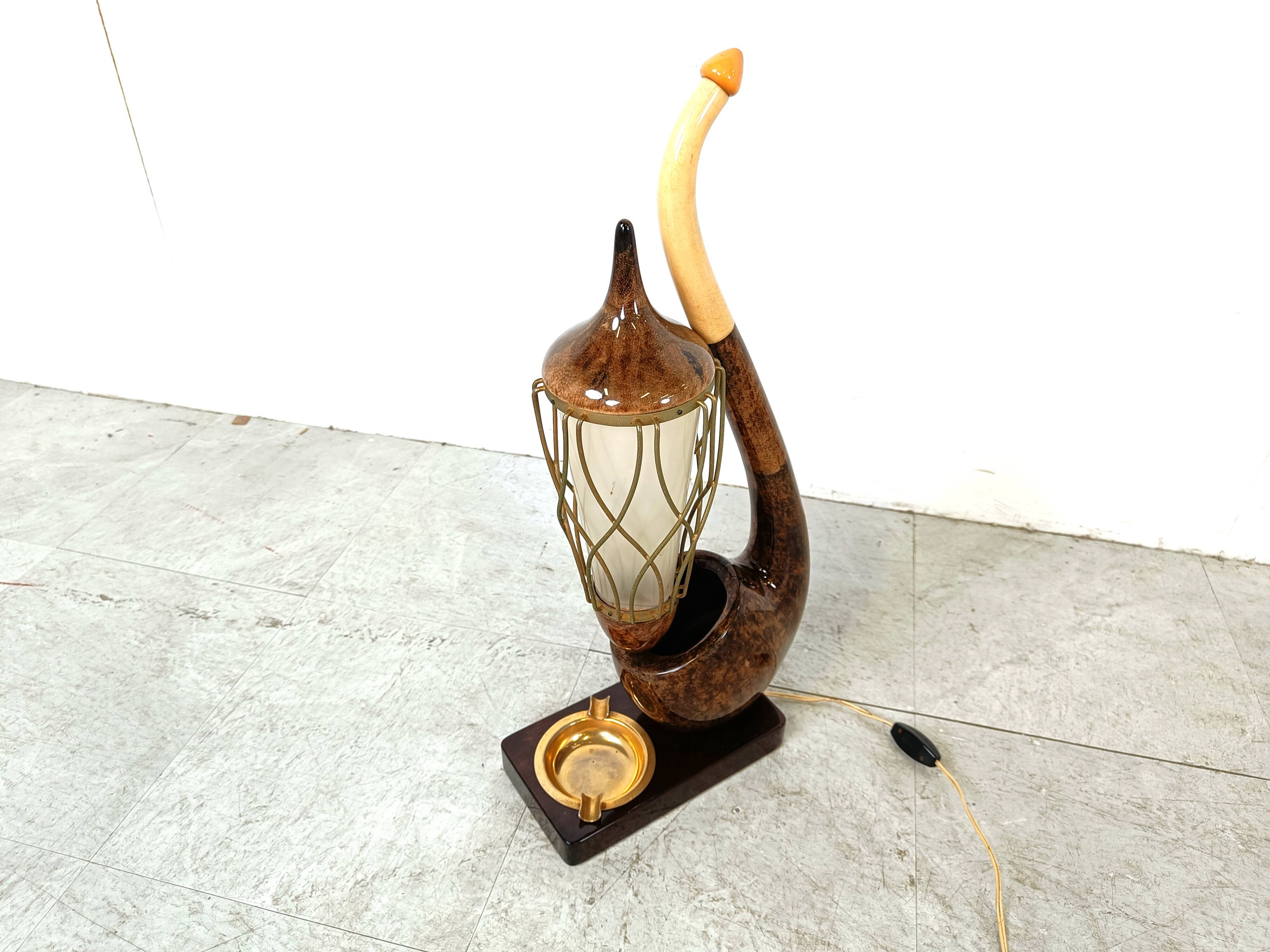 Vintage pipe table lamp by Aldo Tura, 1960s