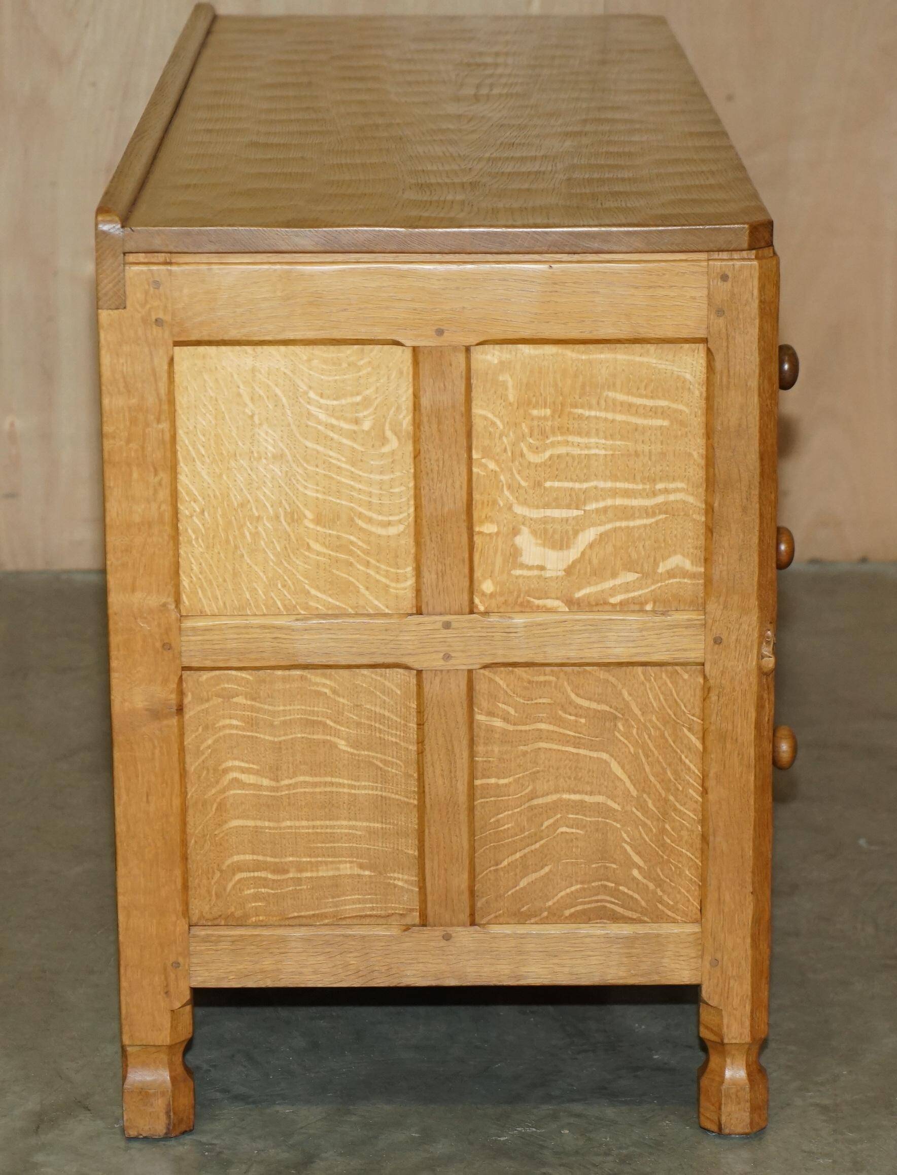 Vintage 1970 tripod desk by Robert Mouseman Thompson with a planed top.