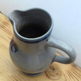 Enamelled blue and grey stoneware pitcher