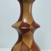 Turned wooden lamp and vintage wood inlay