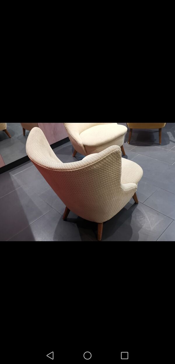 Fauteuil wing chair egg tonneau années 50 moderniste