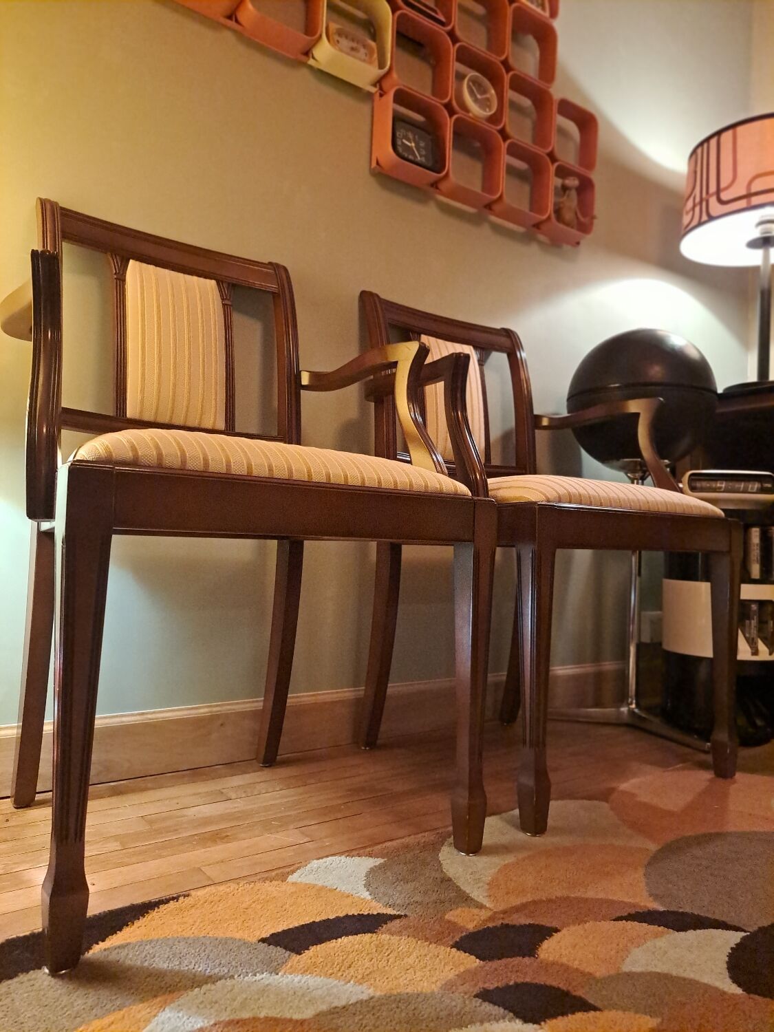 Paires de fauteuils de salon heldense acajou circa 1950