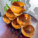 6 Onion tablespoons in ochre glazed stoneware