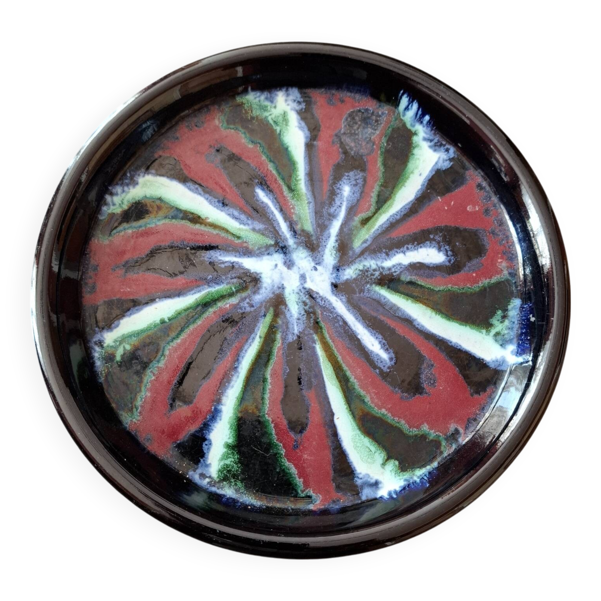 Vintage glazed terracotta deep dish