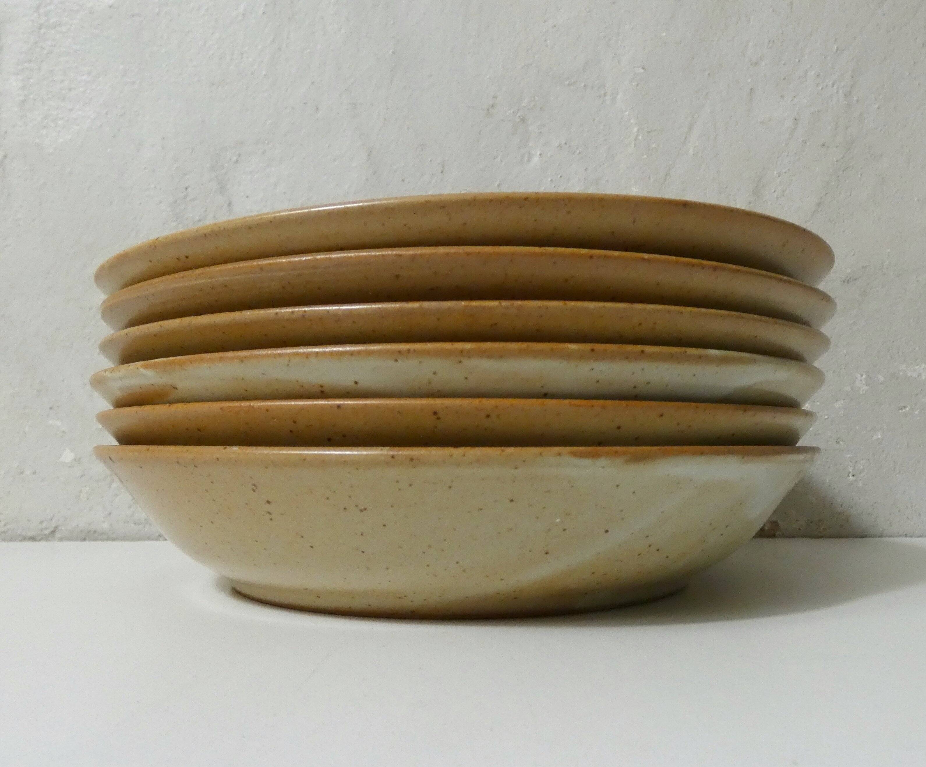 6 Vintage Village Stoneware Soup Plates