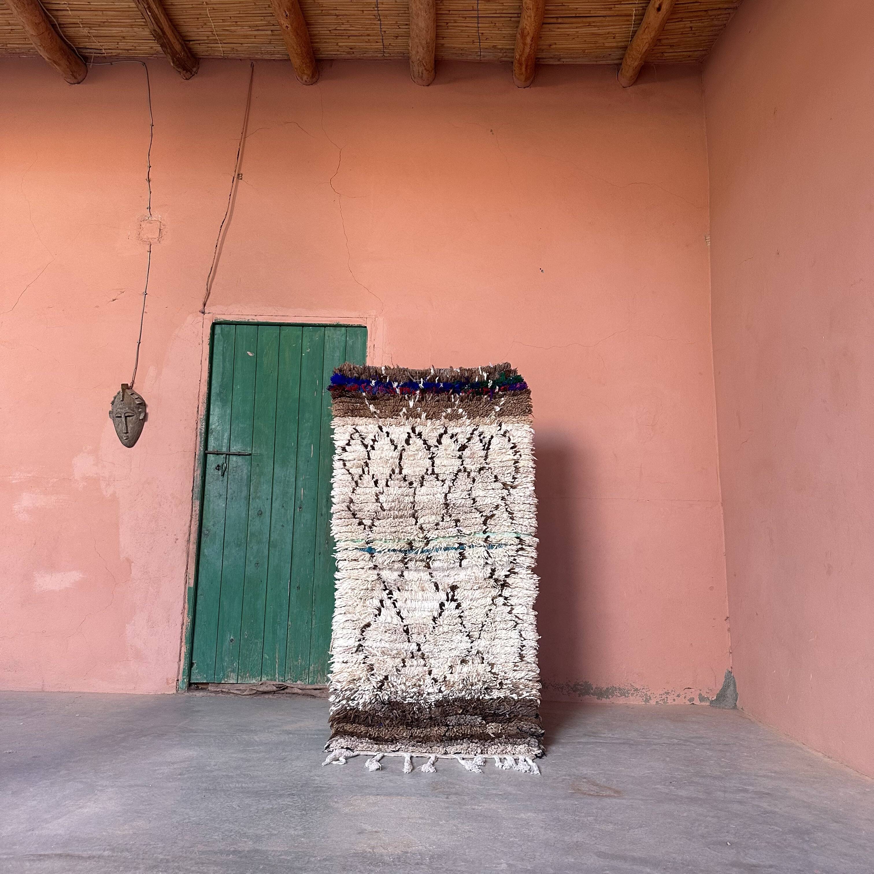 Azilal beige Moroccan rug - 161 x 81 cm