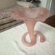 Large satin glass cornucopia vase "pâte de verre" frosted pink - Art style