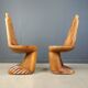 Pair of hand shaped teak chairs, 1970s