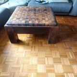 Coffee table wooden legs and leather top