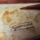 Wrought iron serving tray, Art Nouveau style, Art Deco period, Signed GERMON