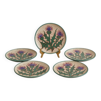 Assiettes à dessert vallauris décor chardon