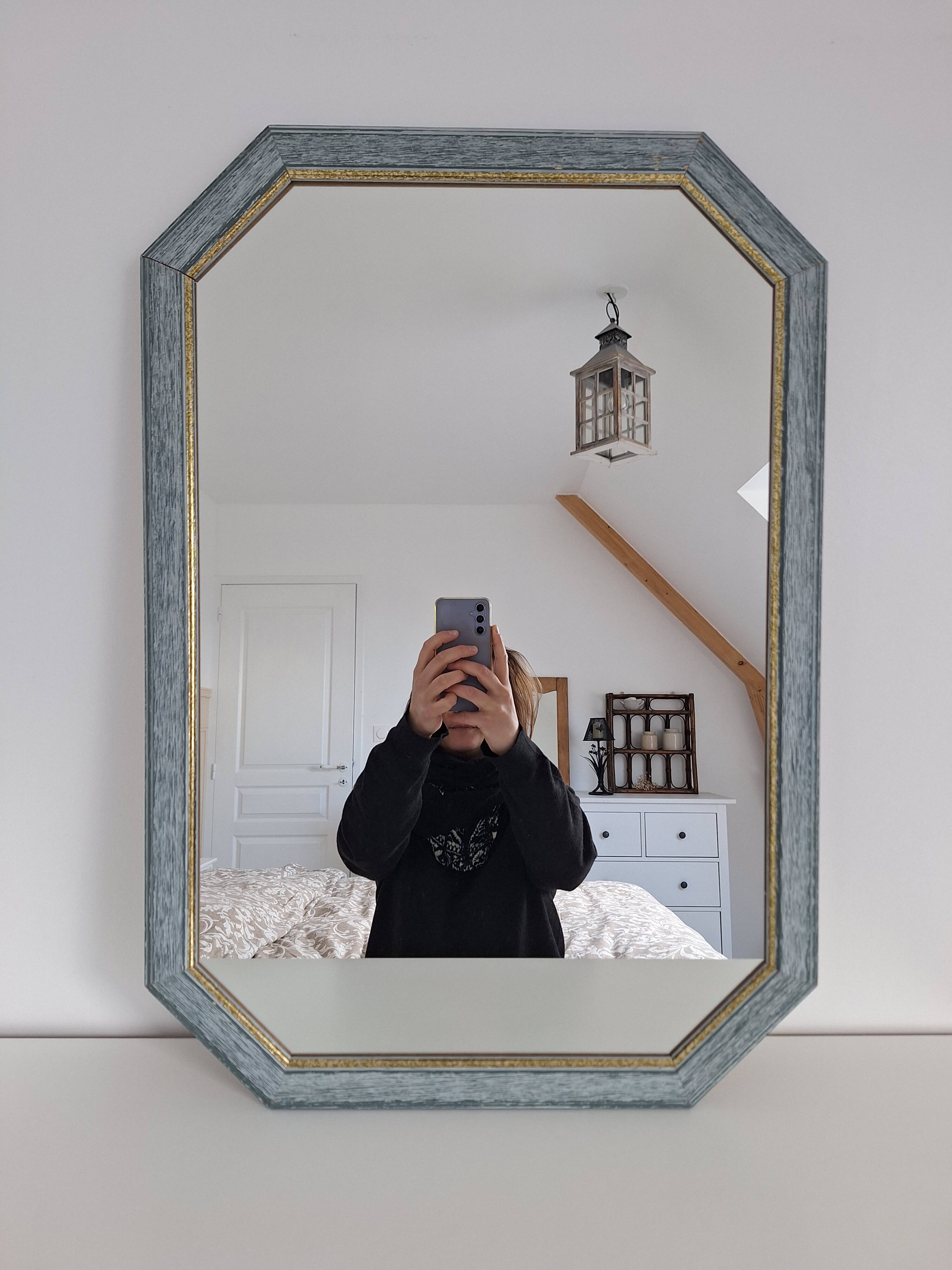 Vintage blue octagon mirror