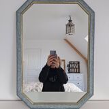 Vintage blue octagon mirror