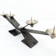 Brutalist modernist chandelier with four peaks in hammered metal 1960-1970