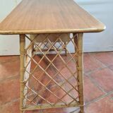 Vintage rattan desk with his chair
