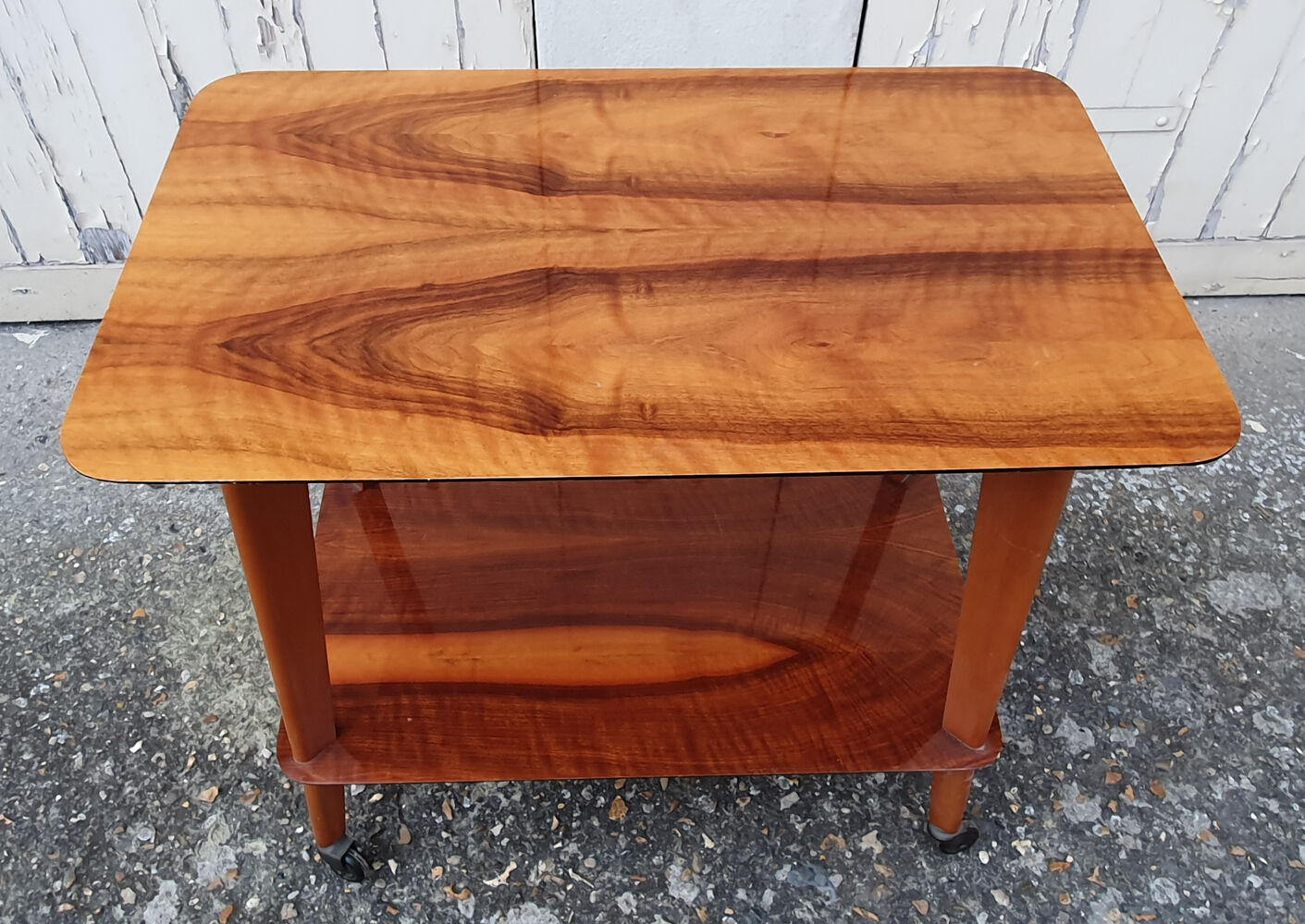 Desserte, TV table, varnished wood, from the 1950s