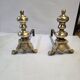 Pair of antique brass andirons, Louis XV style