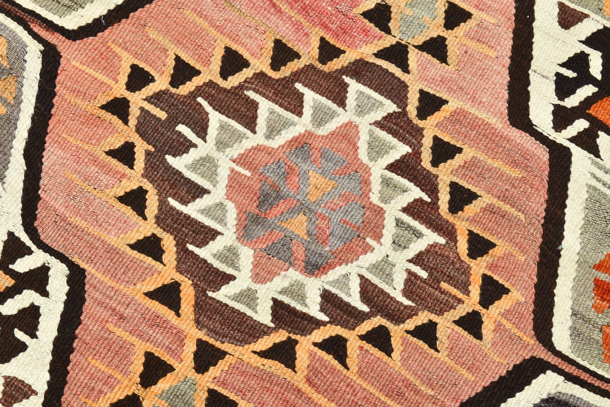 6x10 Kilim Grey & Brown Bohemian Area Kilim Rug, 171x306 Cm