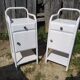 Pair Old Chevet Table De Nuit Internat Caisson - Vintage White Metal Drawer
