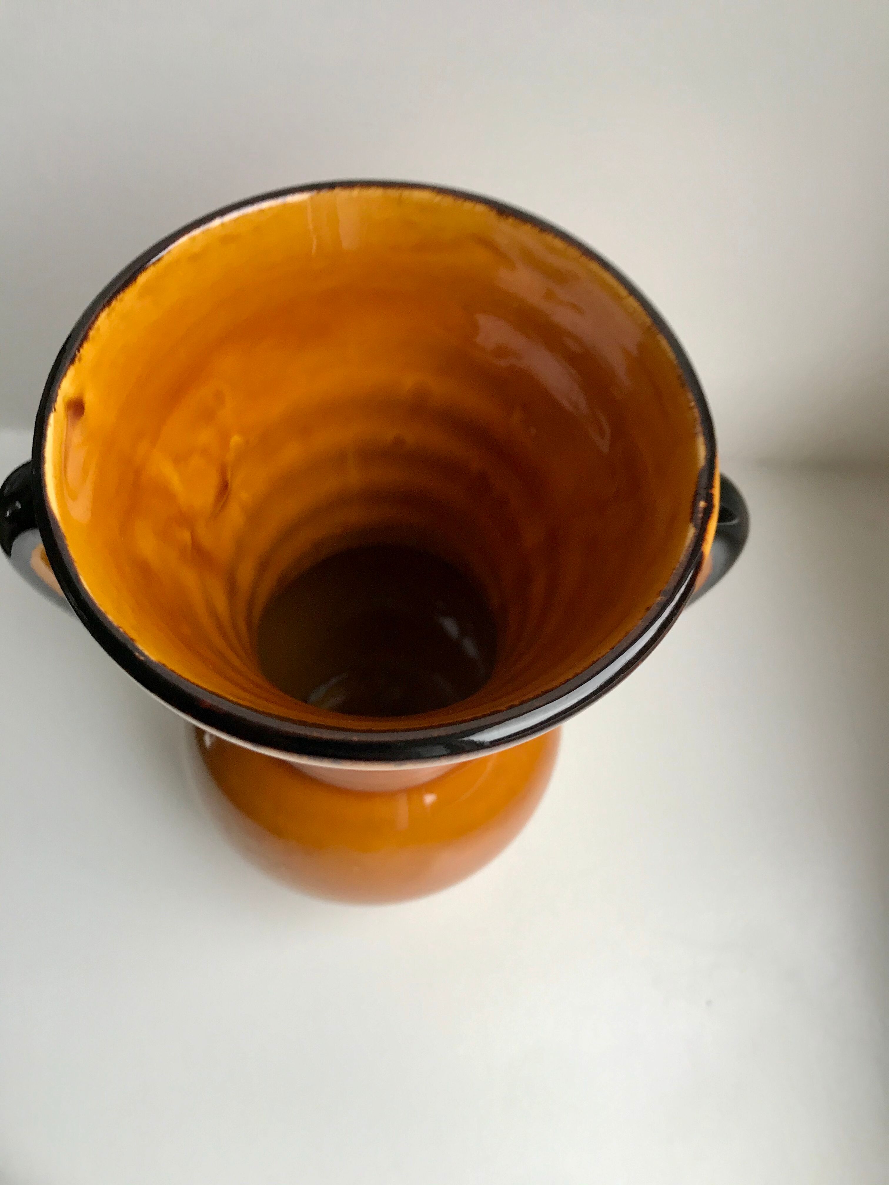 Vallauris yellow ceramic vase made in France 70s