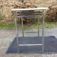 Vintage table with square chrome tubular metal base and marble top with 1 drawer.