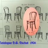 2 Fischel bistro chairs N°18 1/2, circa 1910, wooden seat.
