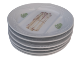 6 assiettes à asperges en porcelaine signé L'Hirondelle
