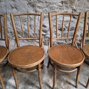 Set of 6 Fischel bentwood bistro chairs, Czechoslovakia, circa 1930–1950.