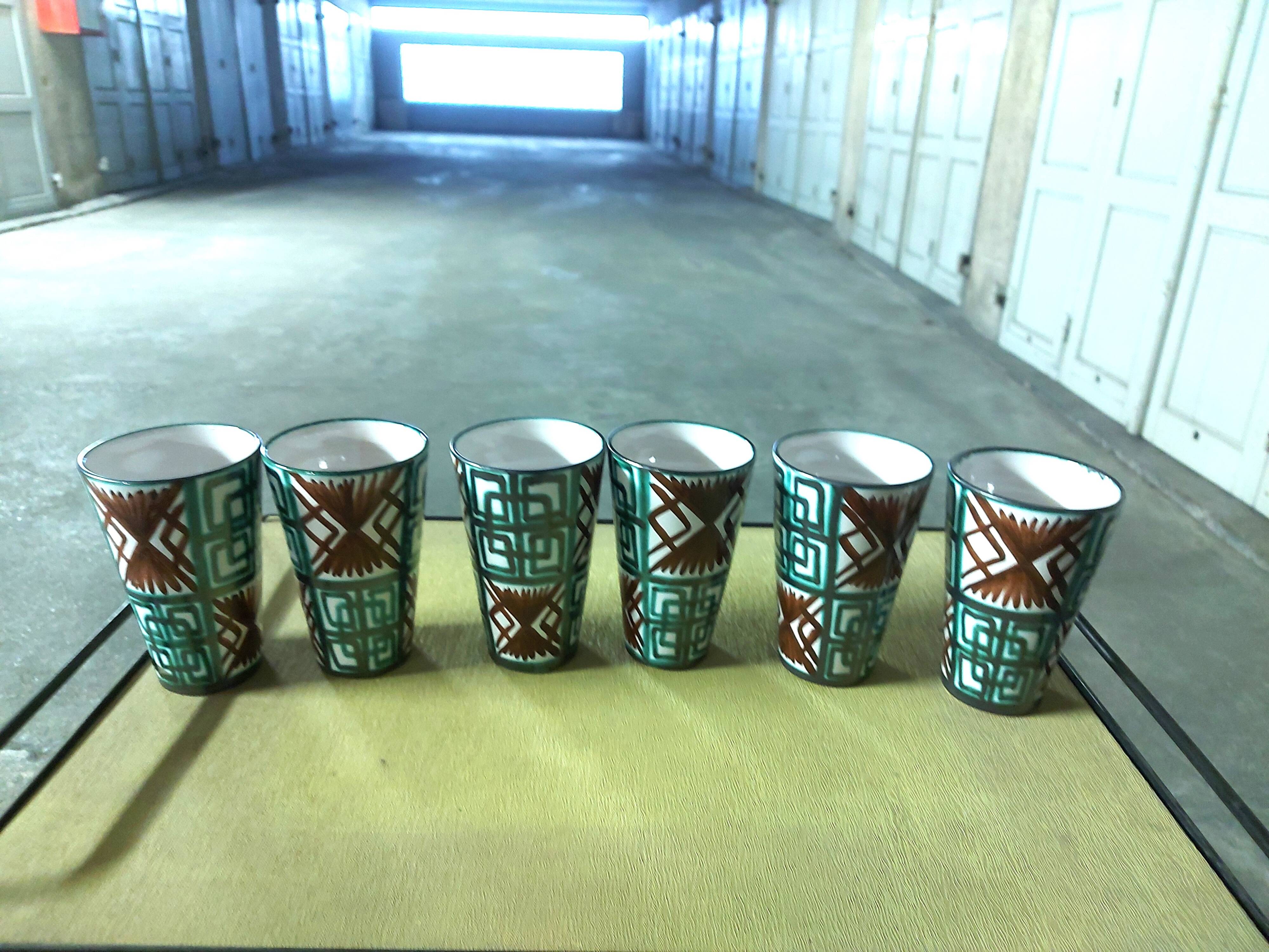 6 glasses, ceramic mugs, vallauris dominique baudart