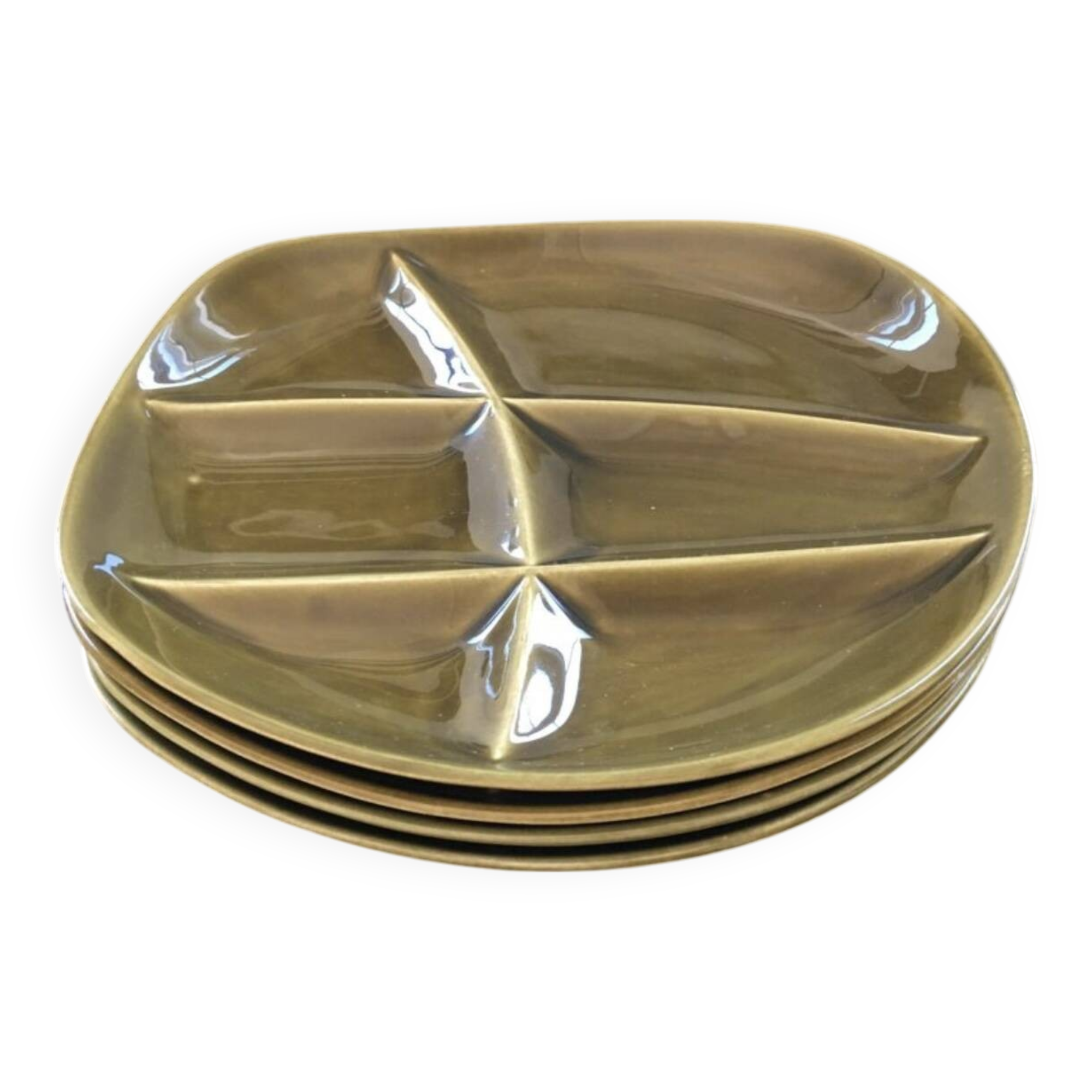 Service de 4 assiettes à huîtres Sarreguemines