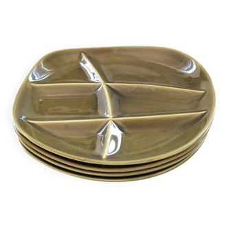 Set of 4 Sarreguemines oyster plates
